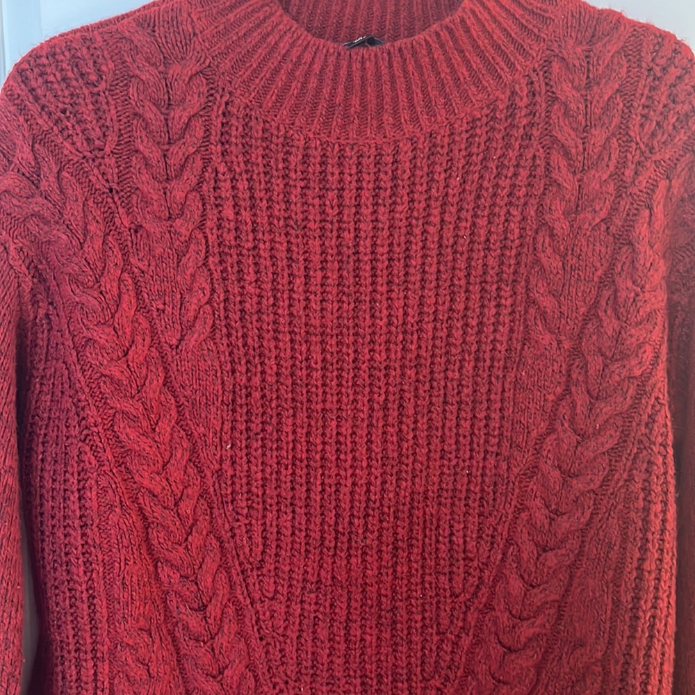 Red crewneck fall sweater in womens large